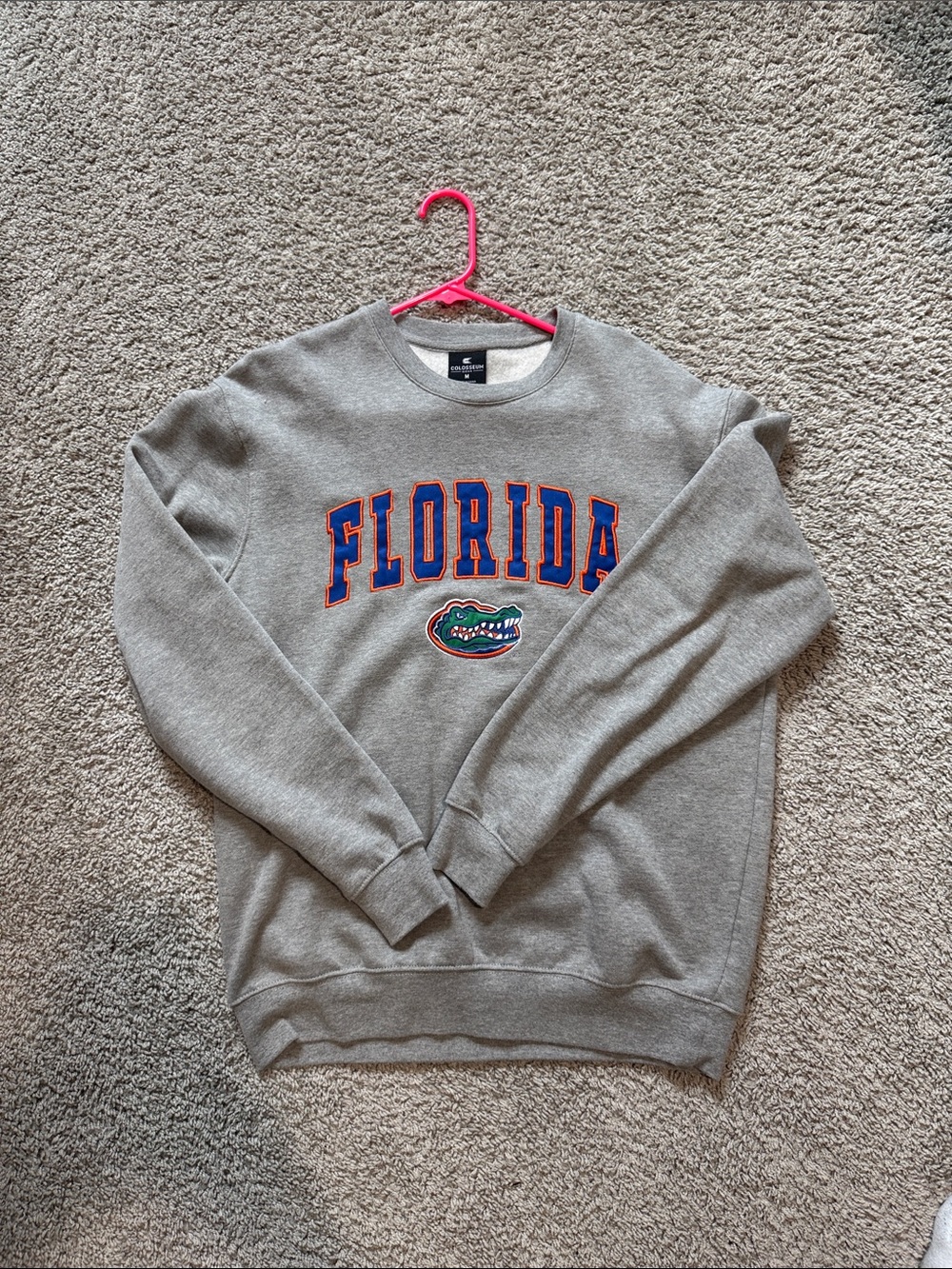 Colosseum Gray Crewneck Sweatshirt with Blue & Orange Florida Lettering